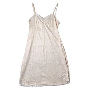 Women's Vintage Nancy King Lingerie Nylon Slip Lace Trim 38 Side Slit White